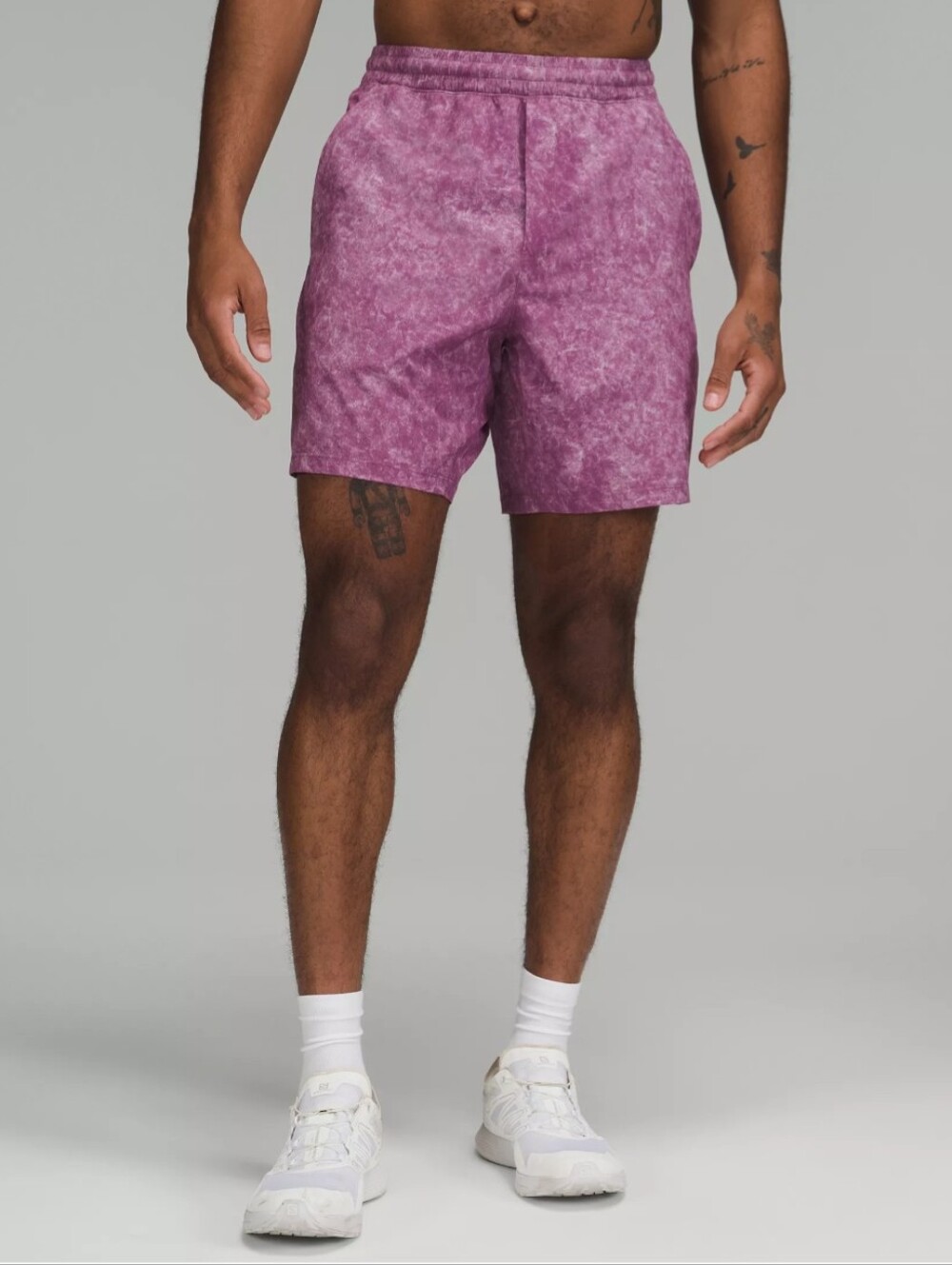 Lululemon Men's XXL Pink Marbled Tie Dye Pace Breaker Linerless 7" Shorts